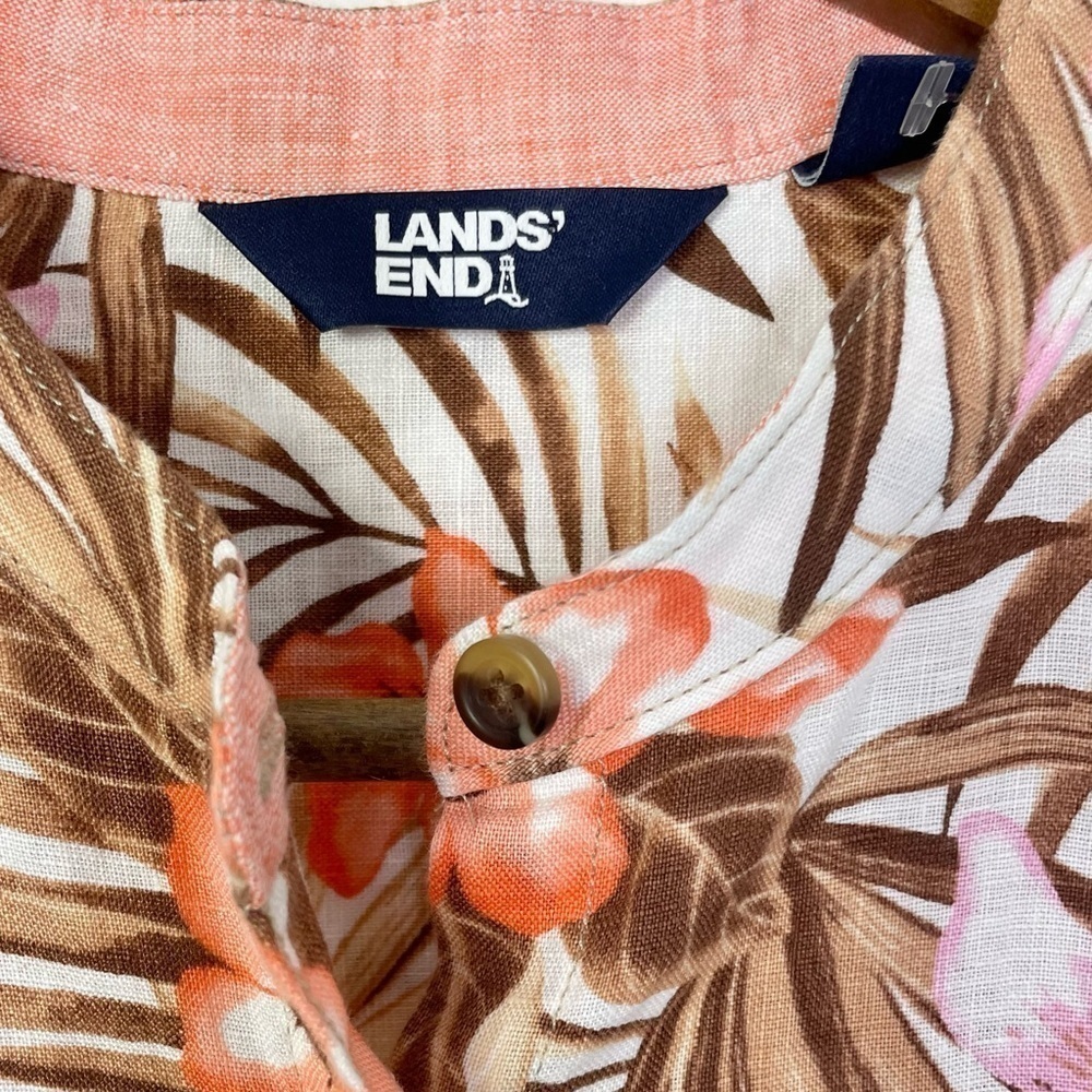 New Land's End Linen A-Line Palm and Floral Print Tunic Top Shirt New NWOT - Picture 10 of 14